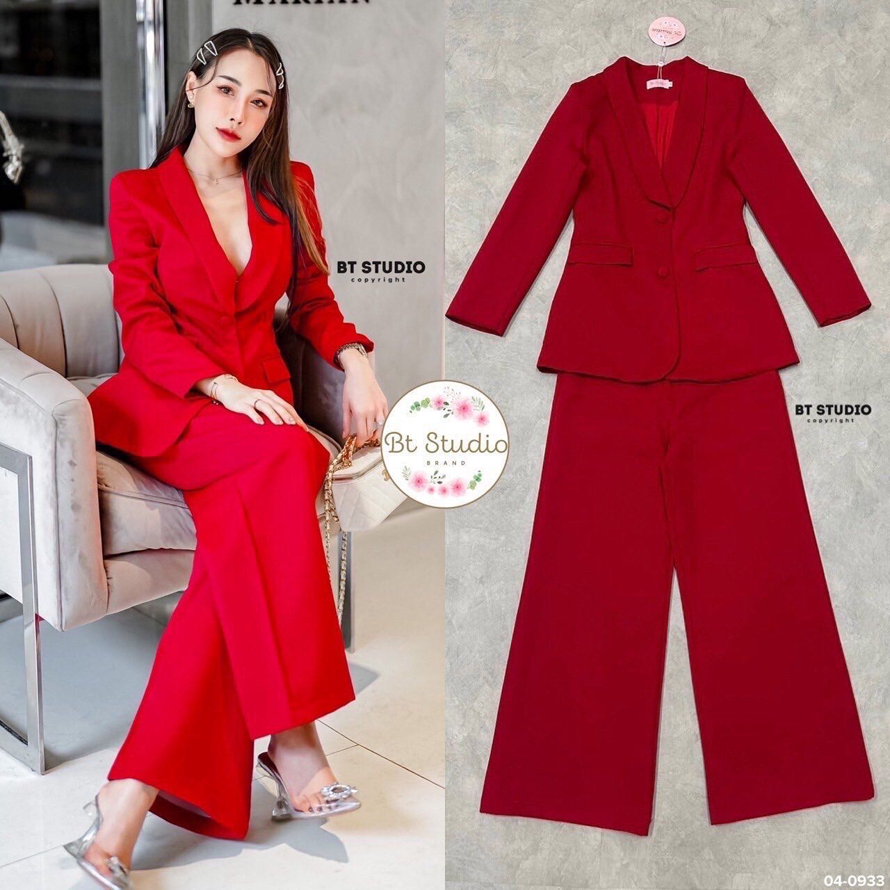 เซท 2 ชิ้น เสื้อเบเซอร์กึ่งมินิเดรส แขนยาวคอปก แต่งกระดุม 2 เม็ด กระเป๋า ใช้งานได้จริง แมทซ์กับกางเกงขายาว : สินค้าคุณภาพ (พร้อมส่ง)