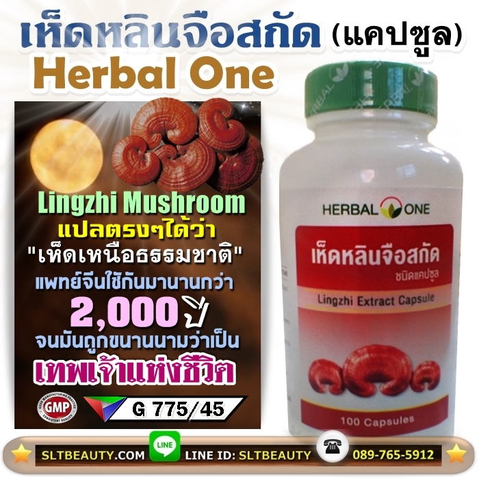 เห็ดหลินจือสกัด (Herbal One) 100 แคปซูล ► น้ำพุแห่งชีวิต เทพเจ้าแห่งการฟื้นฟูร่างกาย เสริมสร้างสุขภาพแบบ องค์รวม