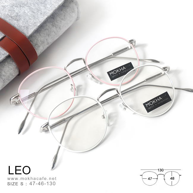 กรอบแว่น LEO - pink กรอบโลหะ ทรงกลม กว้าง 130 มม. (sizeS) H46