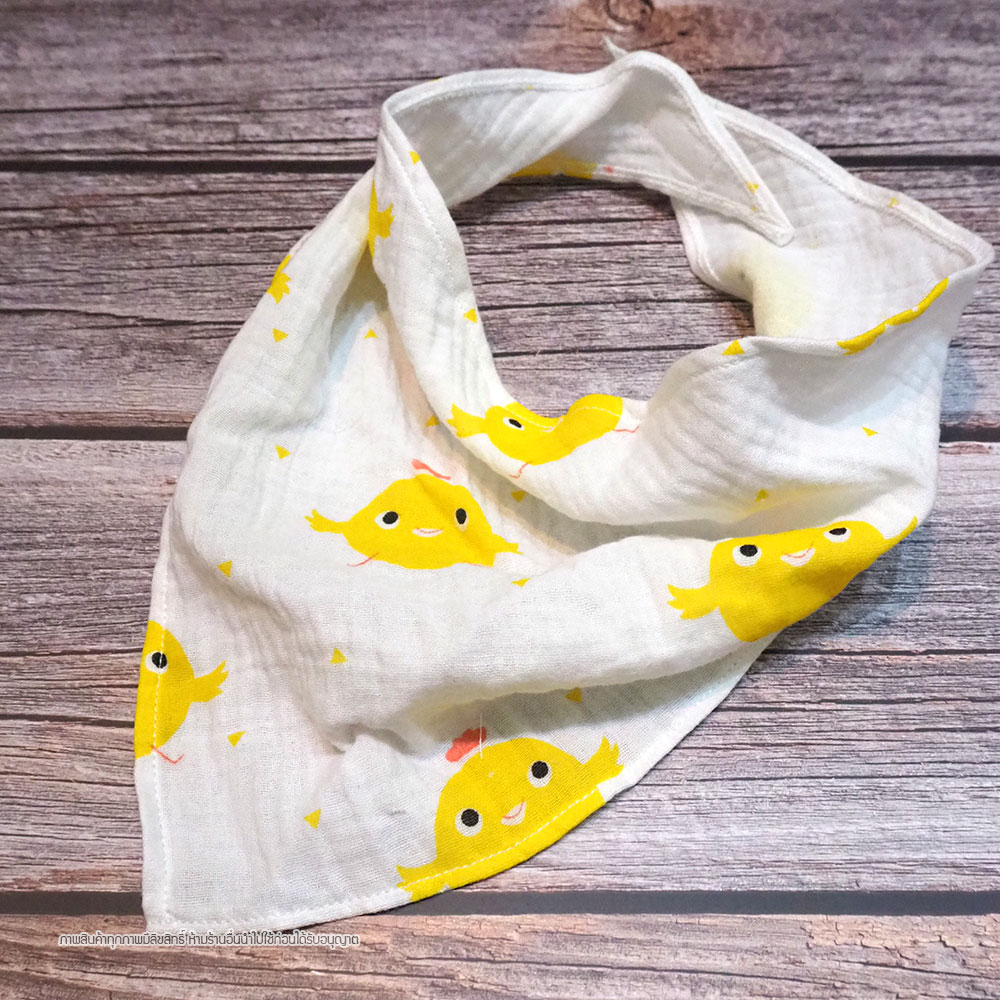 ผ้ากันเปื้อนเด็ก 0-3 ปี ผ้าซับน้ำลาย มัสลินรูปสามเหลี่ยม Cotton 100% เนื้อนิ่ม ซับน้ำดีเยี่ยม ไม่ร้อน