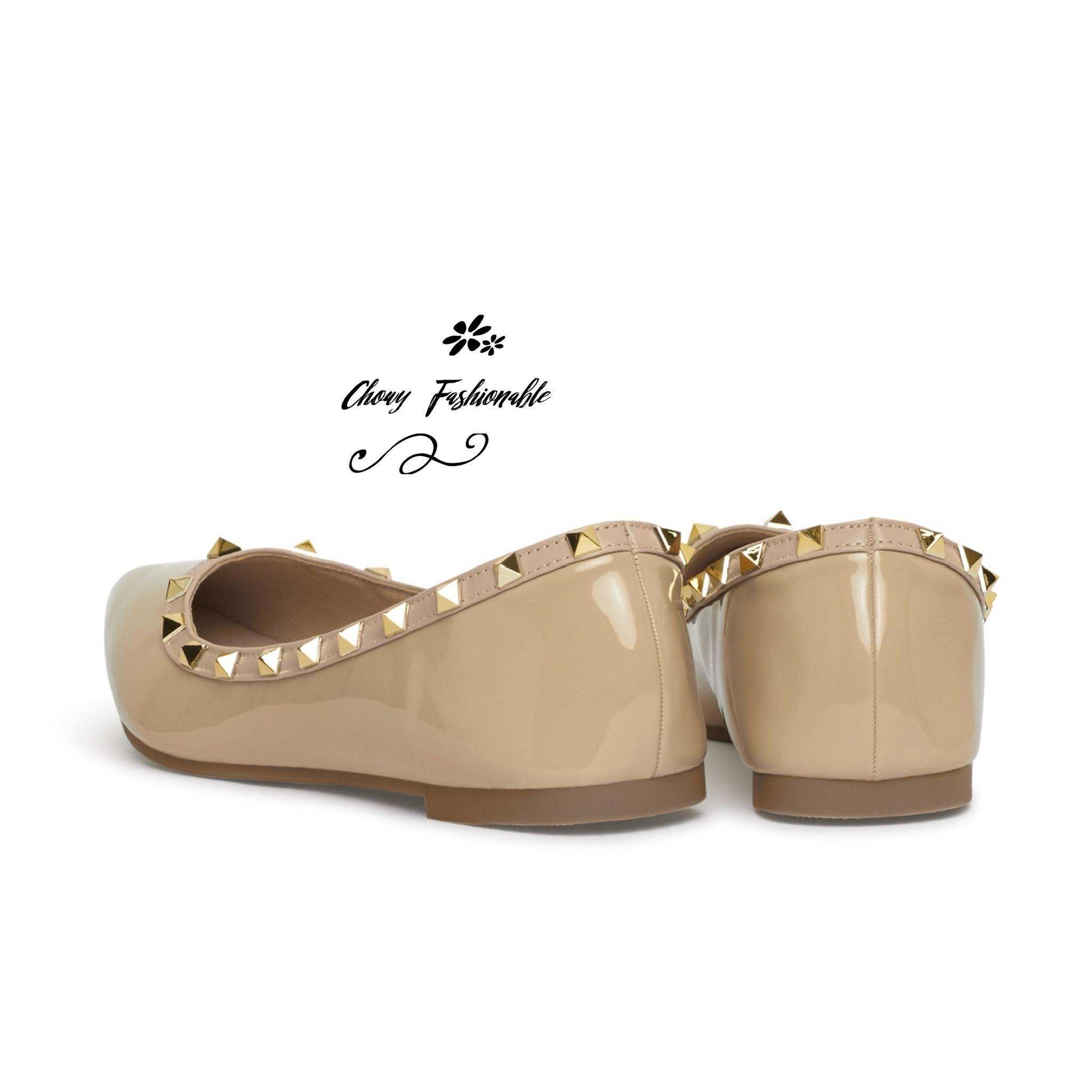 รองเท้าไซส์ใหญ่ 42-48 หัวแหลมส้นแบนไซส์ใหญ่ สไตล์วาเลนติโน ติดหมุด Metal KR0452