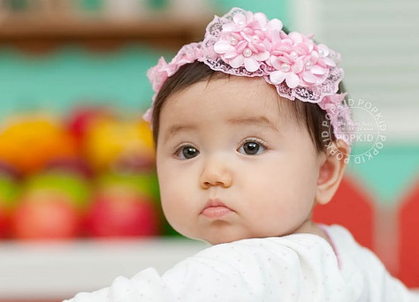 NanaBaby ผ้าคาดผมทารก ที่คาดผมเด็กอ่อน ผ้าคาดผมเด็กอ่อน สีชมพูสวยหวาน ผ้าลูกไม้ประดับมุกและดอกไม้น่ารัก