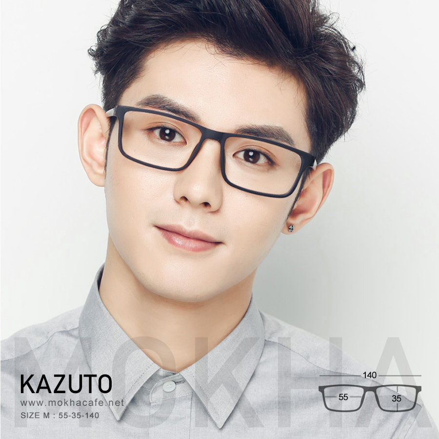 KAZUTO - blue กรอบแว่นทรงเหลี่ยม แว่นตายืดหยุ่น TR90 กว้าง 140 มม. (sizeM) H35