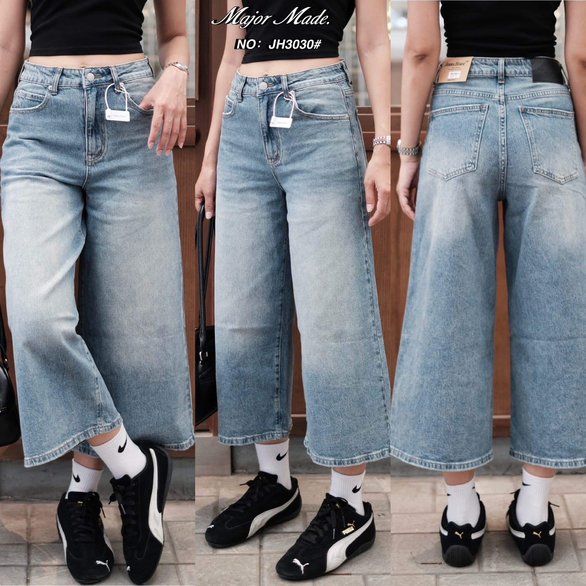 กางเกงยีนส์ขา7ส่วน ทรงมาใหม่คะ ทรงนี้ปีนี้มาแรงมากค่ะ ทรงเรียบๆ ปลายขาเย็บ เอวสูง เนื้อผ้ายืดหยุ่นเก็บทรง（ผ้ายืด) ใส่สบาย : สินค้าคุณภาพ (พร้อมส่ง)