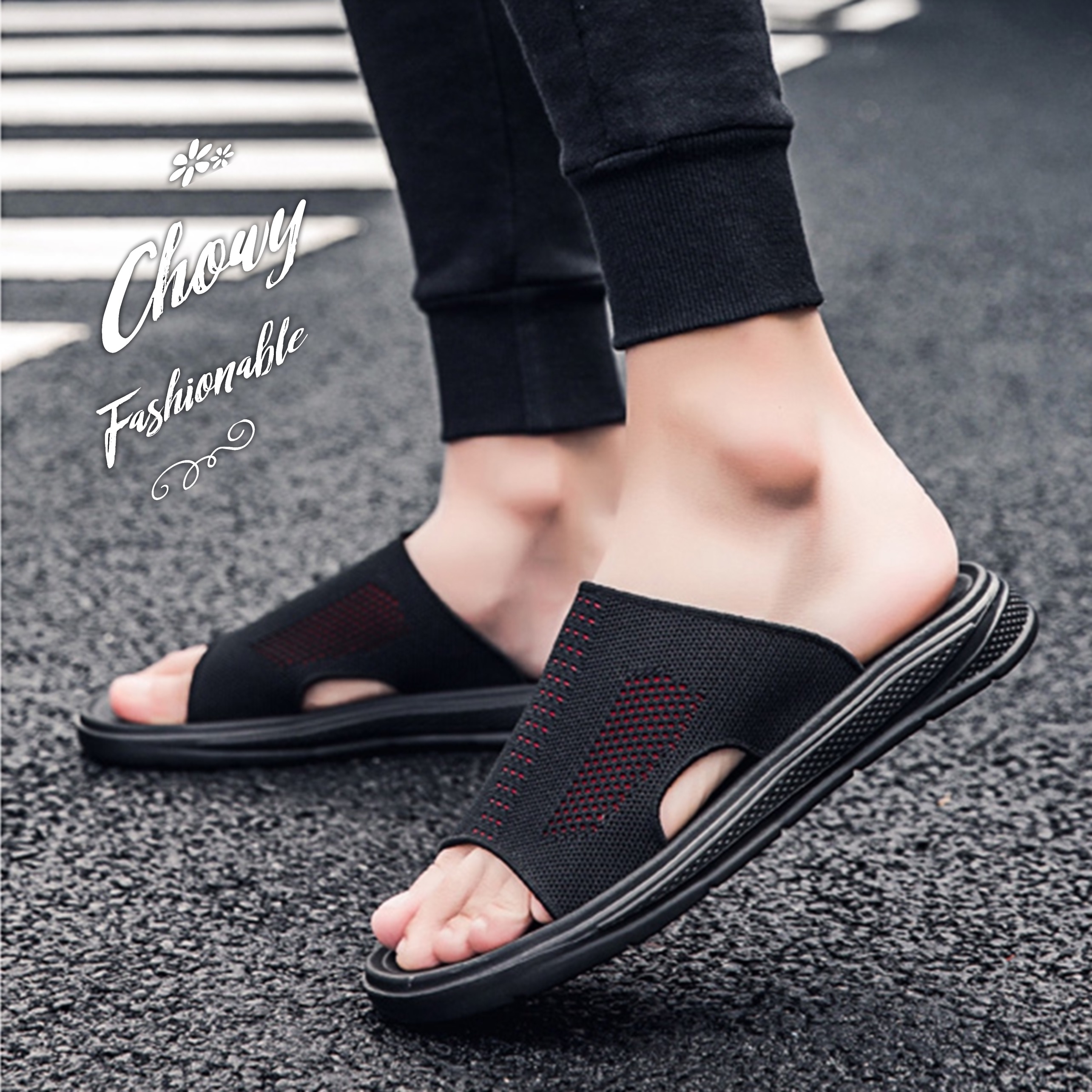 รองเท้าแตะผู้ชาย ไซส์ 42-45 Ventilate Sandal Shoes แตะสวมผู้ชาย Chowy KR1057RD
