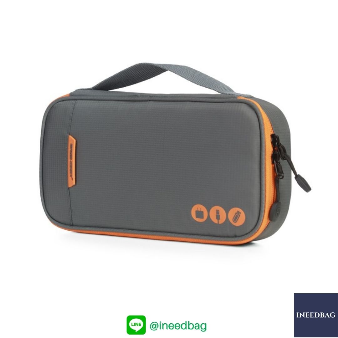 ฺBagsmart กระเป๋าจัดระเบียบอิเล็กทรอนิกส์ กระเป๋าใส่สายชาร์จ กระเป๋าใส่ฮาร์ดดิสก์ กระเป๋าใส่อุปกรณ์ไอที มีสองชั้น ช่องเยอะพิเศษ มีหูหิ้วพกพาสะดวก (เทา-ส้ม)