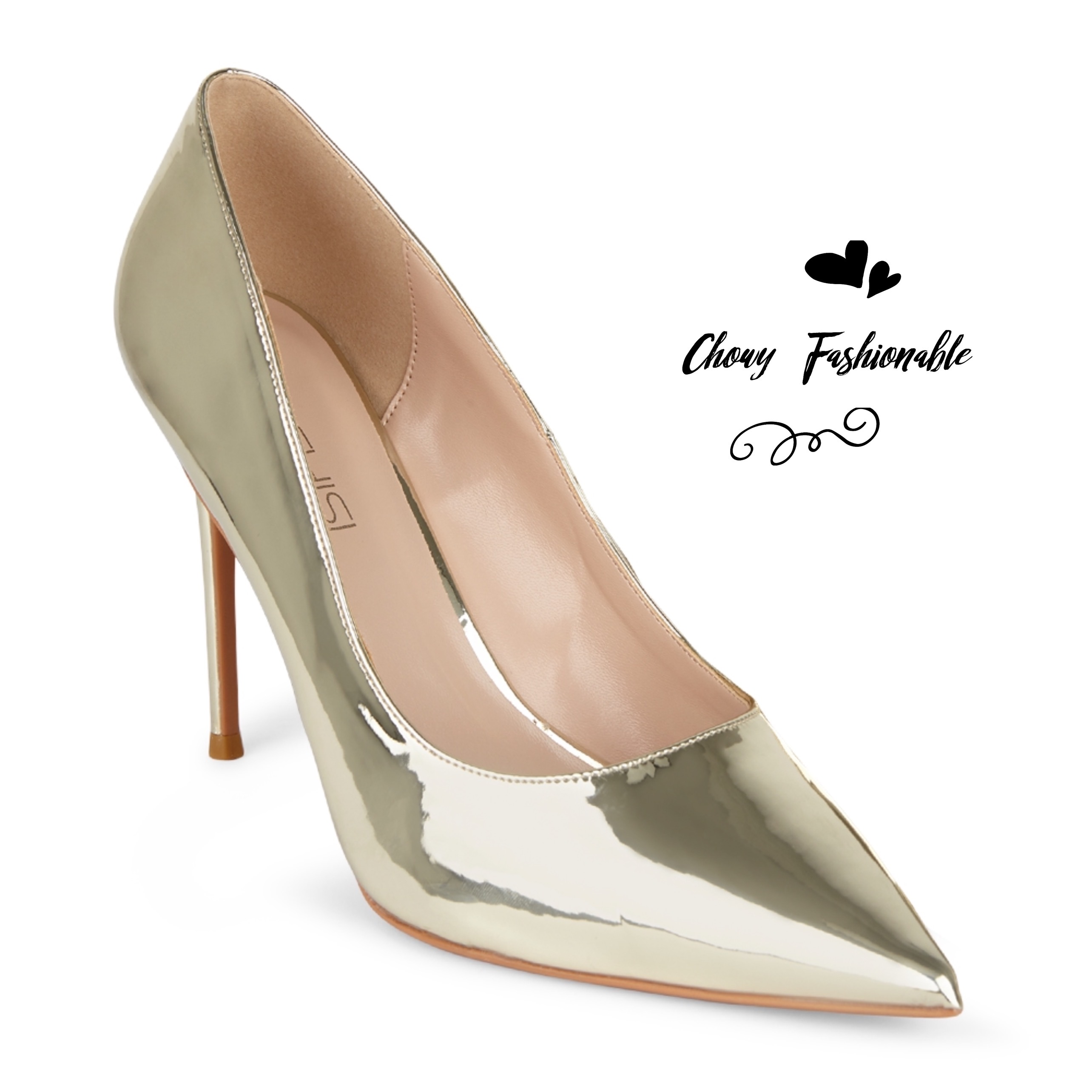 รองเท้าไซส์ใหญ่ 32-46 Gold Metallic Pointed Heel ทรงหัวแหลม สีทอง KR0791GO