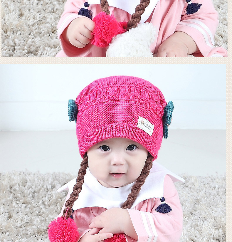 หมวกเด็กอ่อน 3-18 เดือน ไหมพรม Tianyi Bear ดีไซน์เปียทวิตไหมสองข้างน่ารักสุดๆ