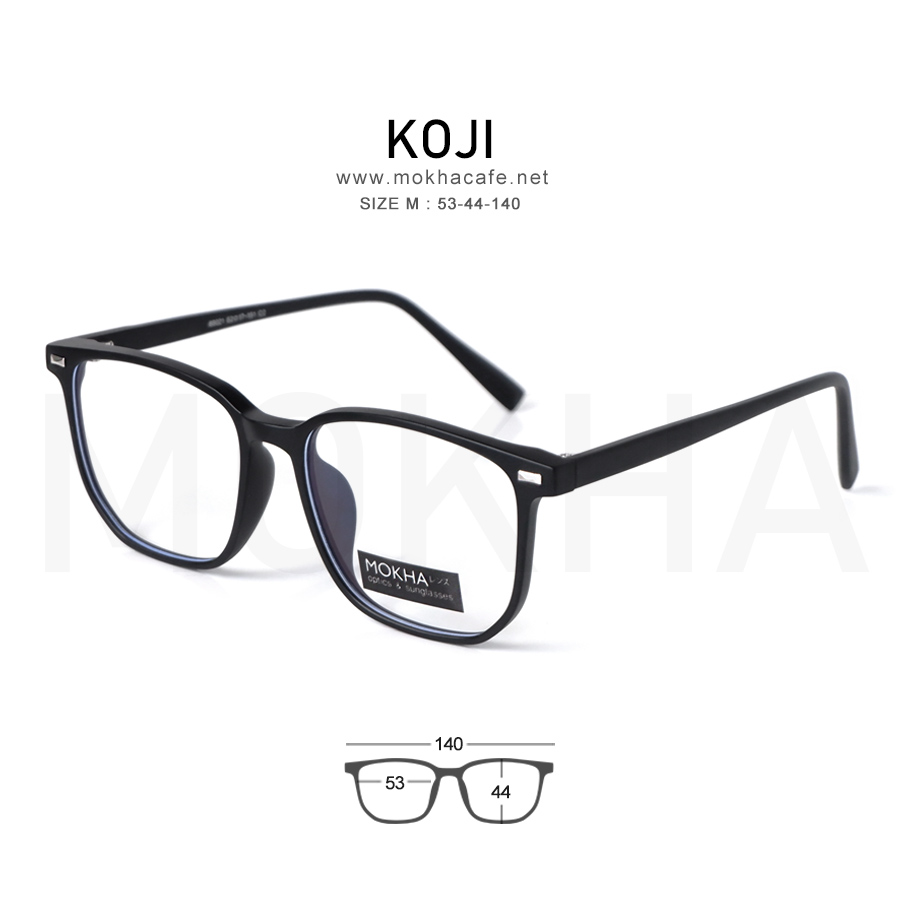 KOJI - black กรอบแว่น ทรงเหลี่ยม TR90 ยืดหยุ่น กว้าง 140 มม. (sizeM) H44