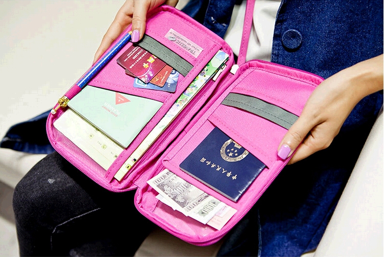 กระเป๋าใส่พาสปอร์ต กระเป๋าใส่หนังสือเดินทาง อเนกประสงค์ มีสายคล้องมือ ใส่เอกสารได้เยอะ พกพาสะดวก กันน้ำ คุณภาพดี