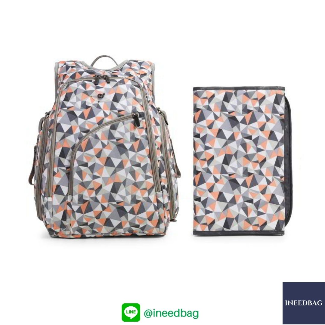 Ecosusi กระเป๋าคุณแม่ กระเป๋าสัมภาระคุณแม่ กระเป๋าแม่ลูกอ่อน แบบเป้ มาพร้อมแผ่นรองเปลี่ยนผ้าอ้อม, สายคล้องรถเข็น, ช่องเก็บความร้อน-เย็น, ช่องเก็บทิชชู่เปียก (Light Orange)