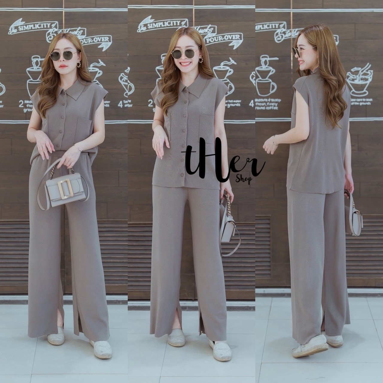 ชุดSet เสื้อกระดุมแต่งคอปก มาพร้อม กางเกงขายาวทรงสวย สามารถใส่แยก ได้ด้วยน้า ใช้ผ้าเนื้อดี ใส่สบาย : สินค้าคุณภาพ (พร้อมส่ง)