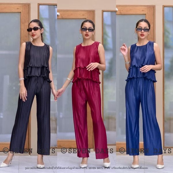 เซ็ตเสื้อ+กางเกงขายาว งานอัดพลีทอย่างดีผ้ายับยาก ไม่ต้องรีด งานสวยเรียบหรูดูแพง งานอัด ทวิตเล็กแน่นๆ สินค้าคุณภาพ (พร้อมส่ง)