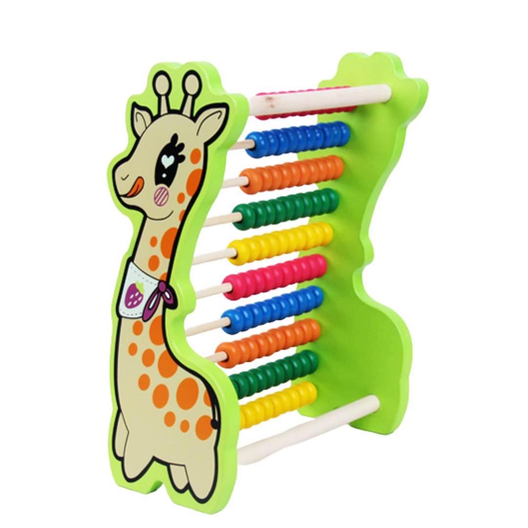 ของเล่นไม้ ลูกคิด ฝึกนับเลข คำนวณเลข ลายยีราฟ Deer Count Rack