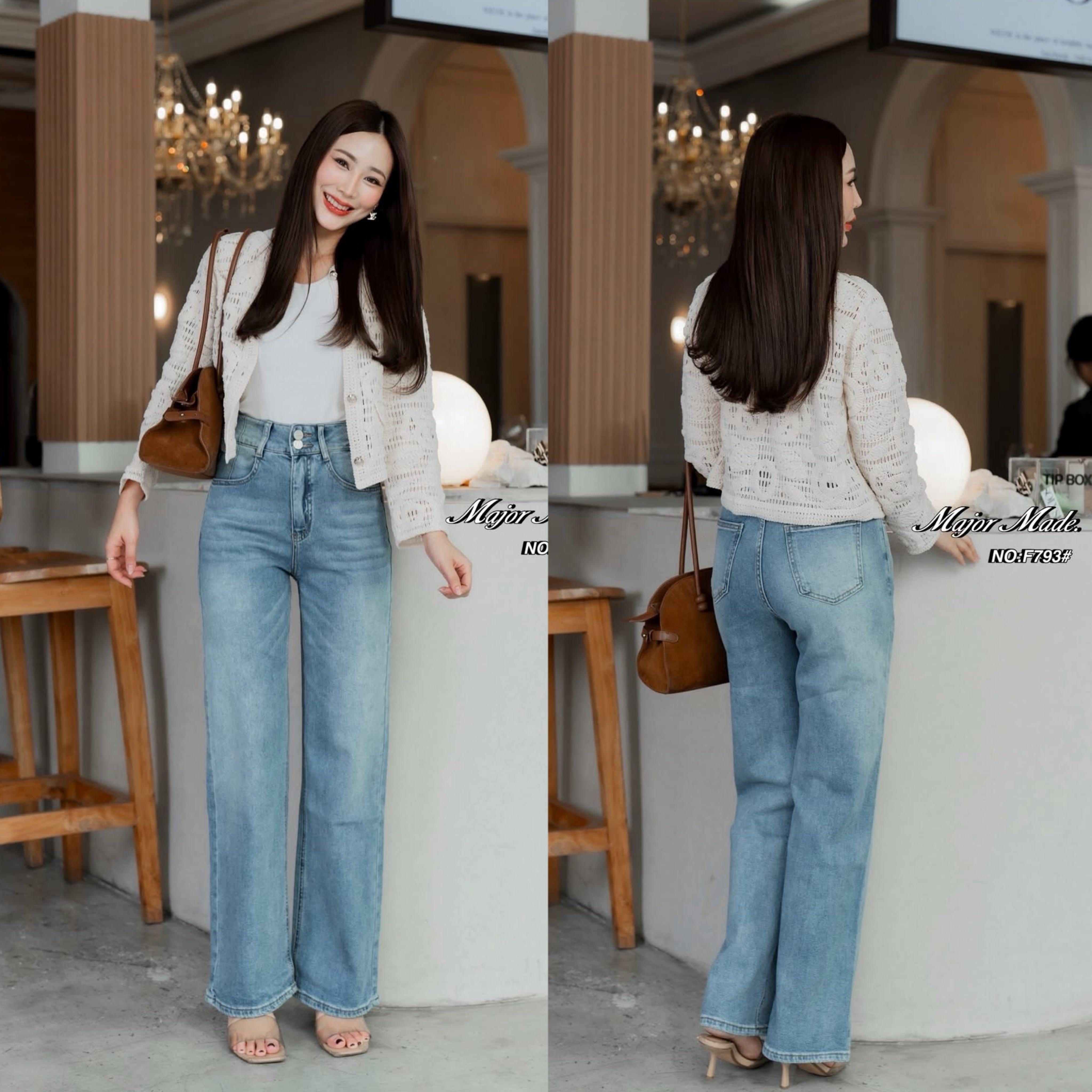 กางเกงยีนส์ขากระบอก ทรงขาตรง เอวสูง บอกเลยรุ่นนี้เนื้อผ้ายีนส์ยืดอย่างดี ผ้านิ่มมากกกค่ะ ฟอกสีสวย ใส่สบาย : สินค้าคุณภาพ (พร้อมส่ง)