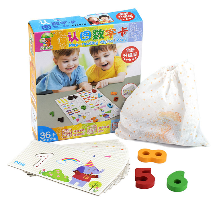 ของเล่นชุดการ์ดสอนนับเลขไม้สวนสัตว์ Map-reading Digital Card