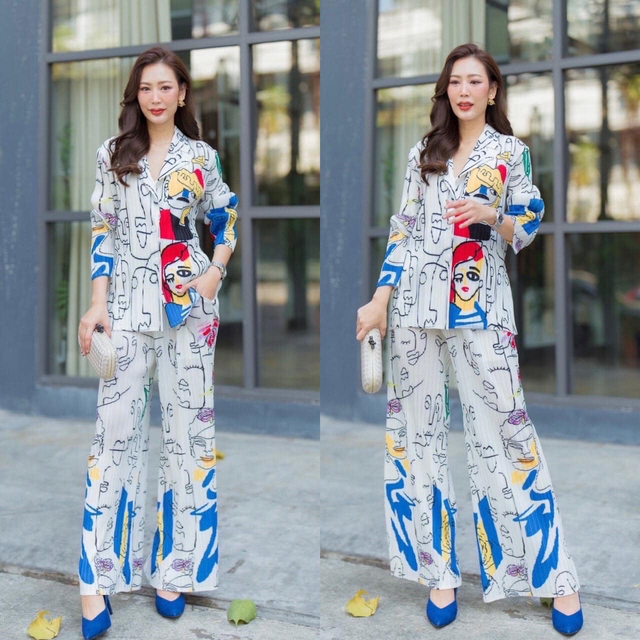 ชุดเซตผ้าอัดพลีทลอน 🥰 เนื้อสวย ไฮโซววแบบงาน Brand : สินค้าคุณภาพ (พร้อมส่ง)