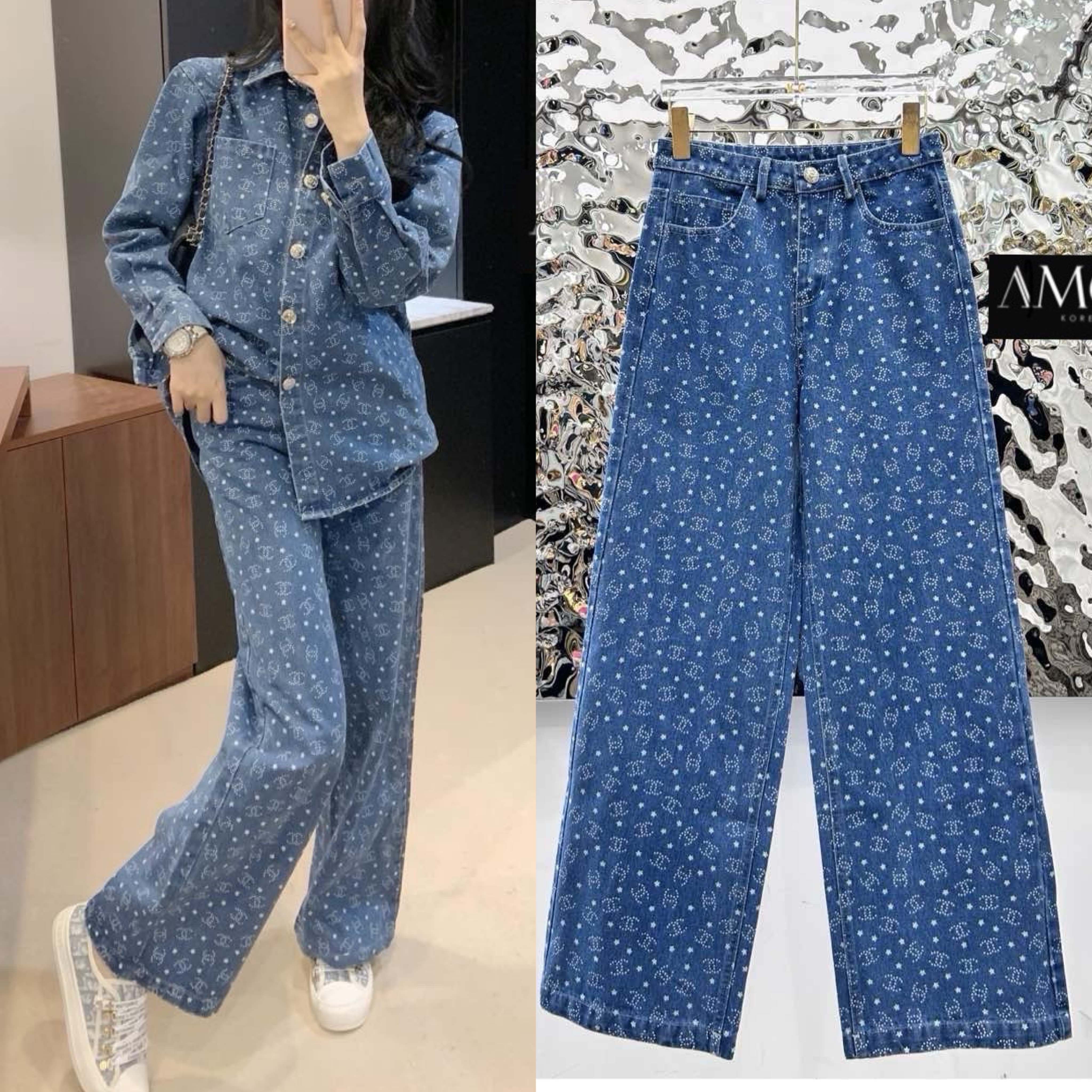 กางเกงขาปล่อย CC DENIM งาน hiend งานผ้ายีนส์100% สุดดดฉ่ำ ทำถึงมาก แต่งกระดุมปั้มตามช๊อปปปป ผ้าอย่างดี มีน้ำหนัก ใส่สบาย : สินค้าคุณภาพ (พร้อมส่ง)