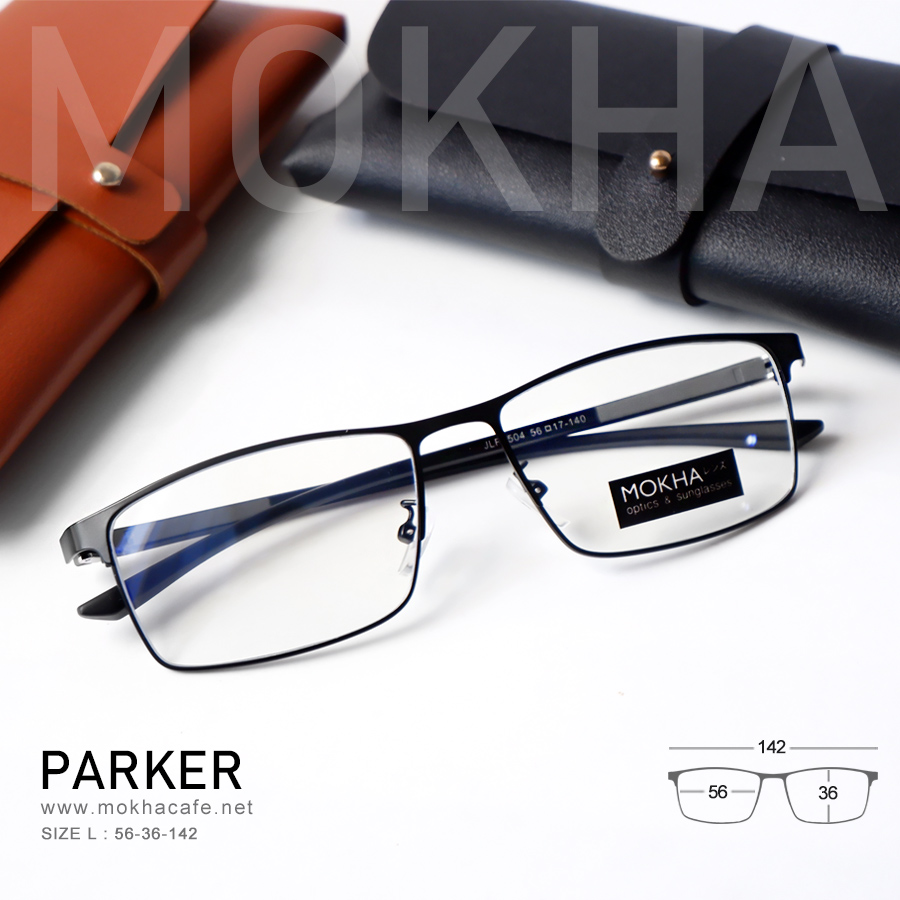PARKER - black กรอบแว่นโลหะ กรอบทรงเหลี่ยม กว้าง 142 มม. (sizeL) H36