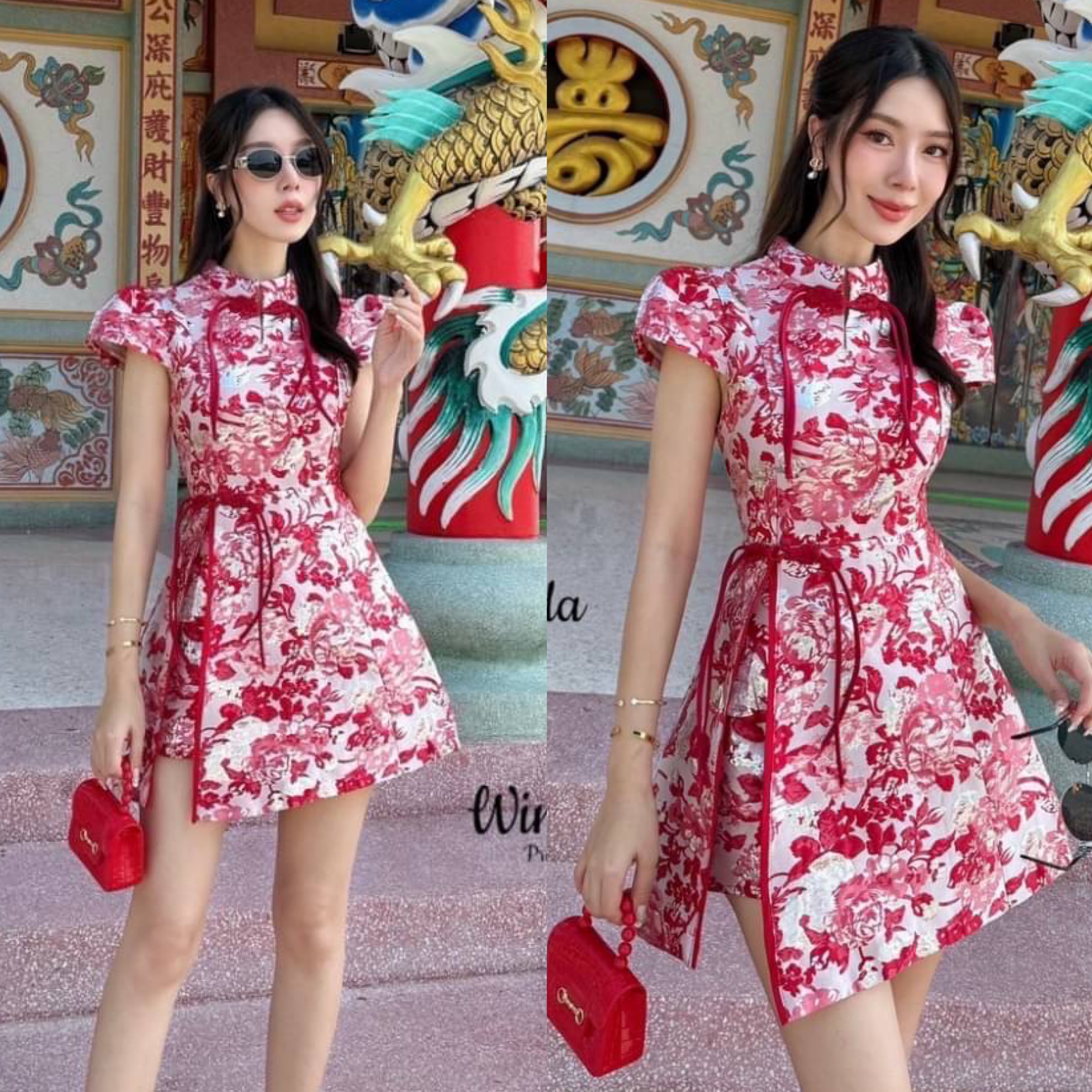 จั๊มสูทขาสั้นด้านนอกเหมือนใส่เดรส ใช้ผ้า jacqua ทั้งตัว ใส่สบาย : สินค้าคุณภาพ (พร้อมส่ง)