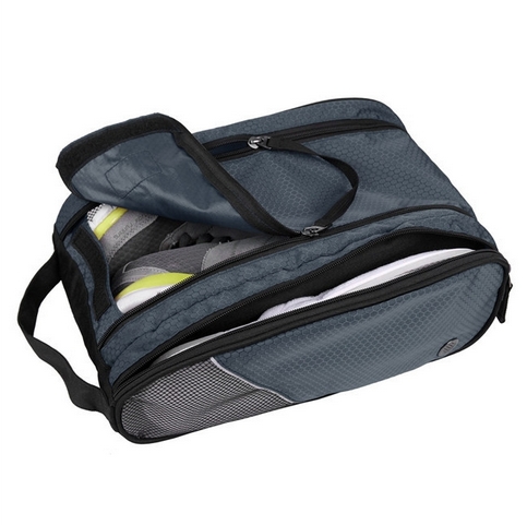 กระเป๋าใส่รองเท้ากันน้ำ สำหรับเดินทาง เล่นกีฬา ผลิตจากโพลีเอสเตอร์คุณภาพสูง เบา ทนทาน มีกระเป๋าซิปด้านข้าง