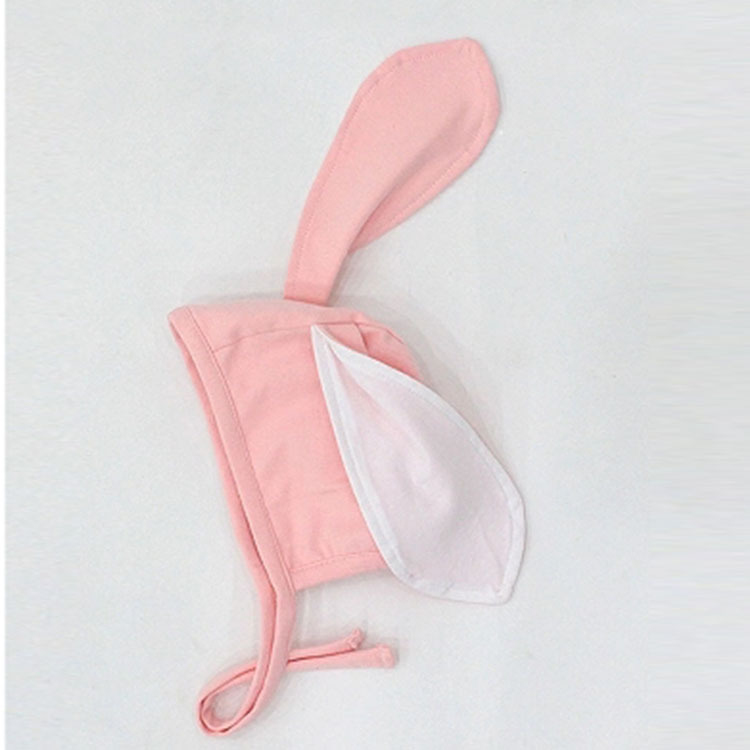 หมวกเด็กอ่อน ฮู้ดเด็กผูกคางเด็กเล็ก วัย 3 - 24 เดือน กระต่ายน้อย - มีสีเทา/ชมพู