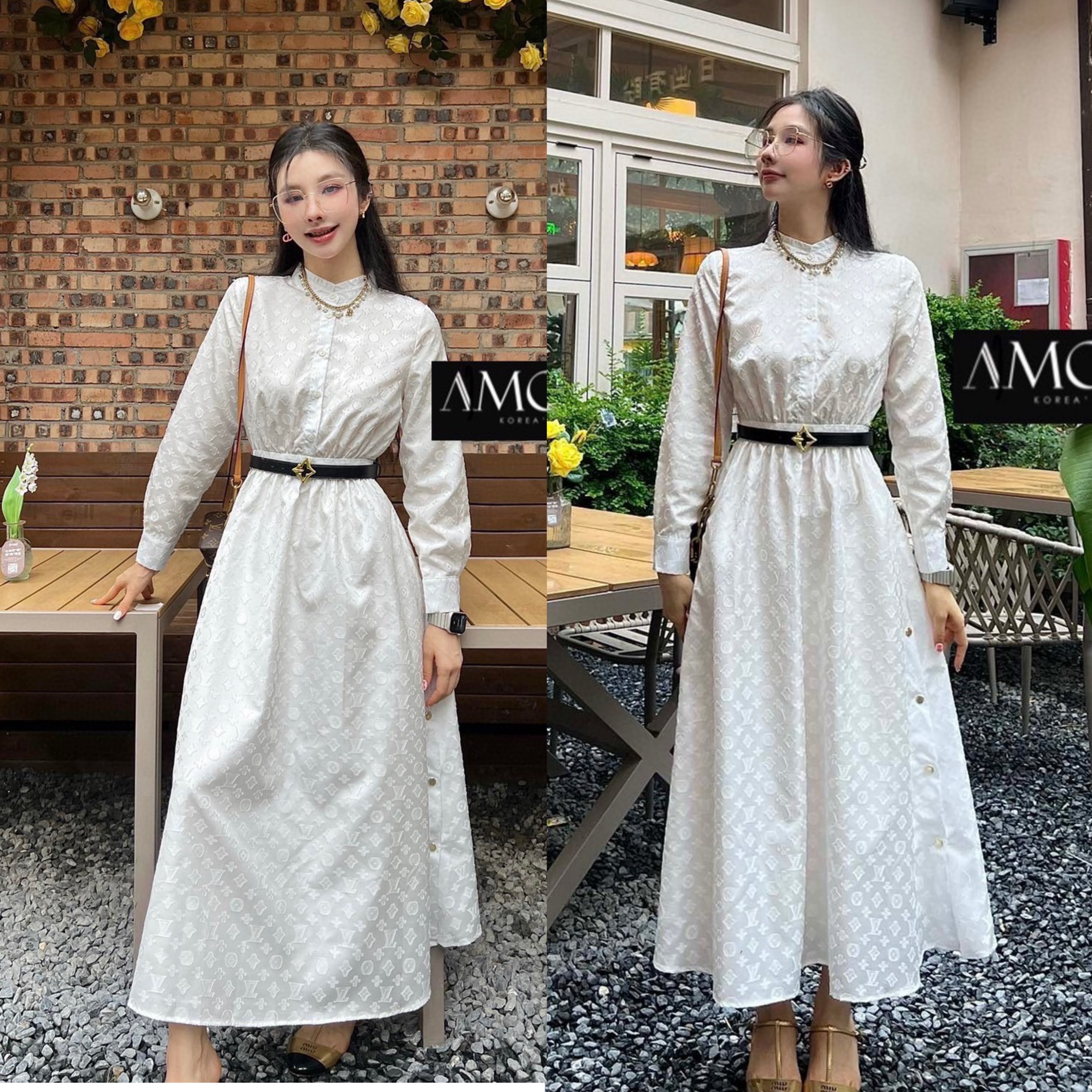 LONG MAXI DRESS LV 3D เนื้อผ้าดีมาก มีน้ำหนักสุดๆ คุณภาพแน่น : สินค้าคุณภาพ (พร้อมส่ง)