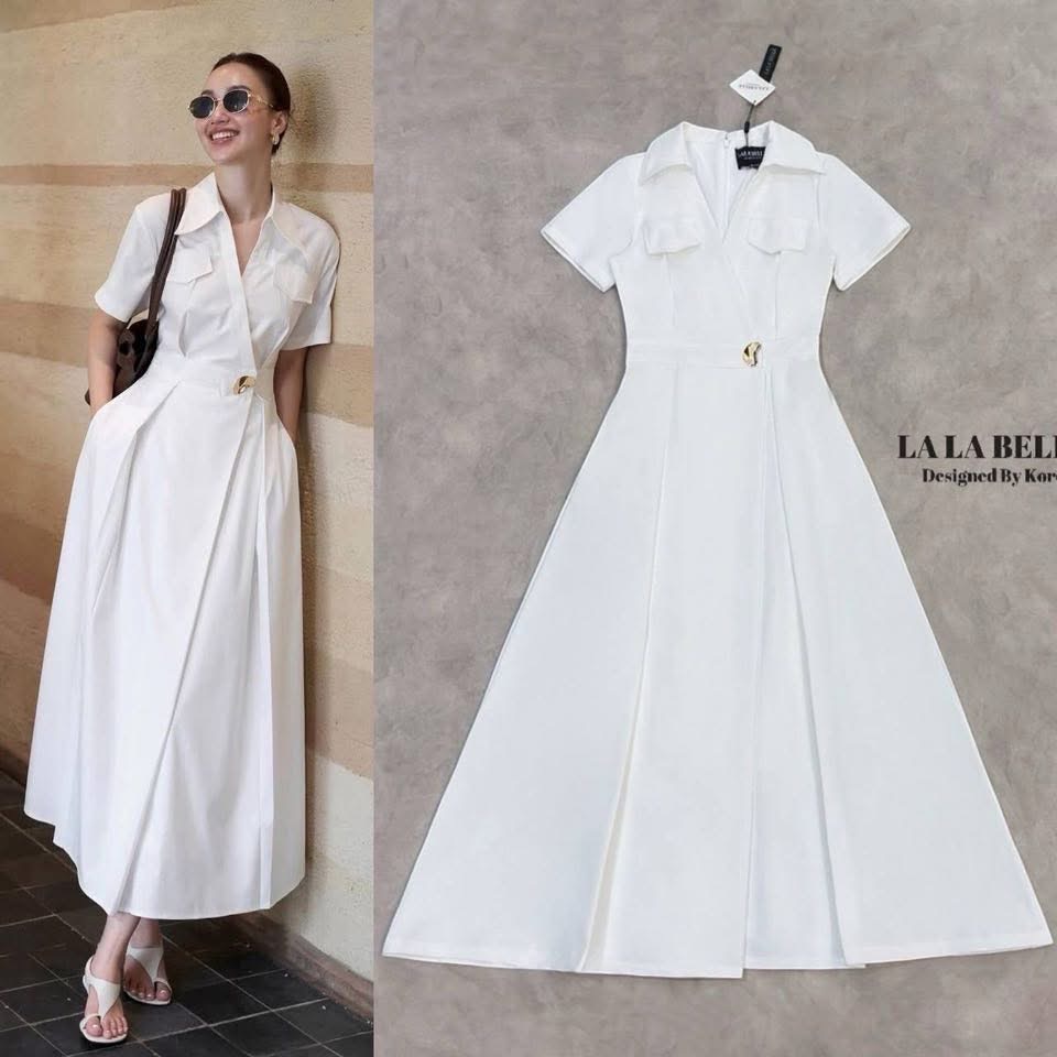 เดรสผ้าลินินสูทผ้าหนามีน้ำหนักทรงชุดคอปกป้ายหน้าแต่งกระดุมทองช่วงเอวช่วงคอวีทีกระดุมแปกให้แขนสั้นเอวเข้ารูปกนะโปรงยางมีกระเป๋าข้างทั้ง2ข้างมีซับในอัดกาวอย่างดี ใส่สบาย : สินค้าคุณภาพ (พร้อมส่ง)