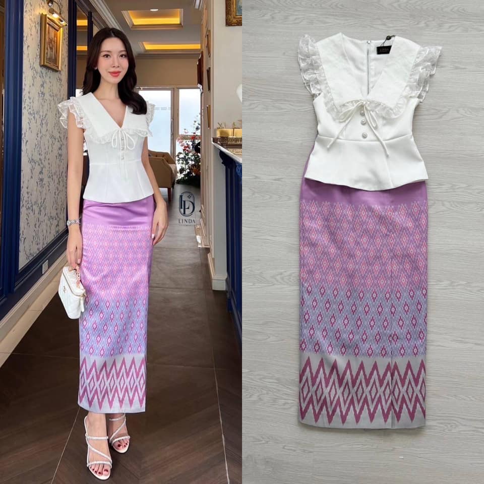 ชุดเสื้อแขนกุดระบายลูกไม้+กระโปรงเป็นภาพพิมพ์สวยงาม ใส่สบายสุดๆ ใส่สบาย : สินค้าคุณภาพ (พร้อมส่ง)