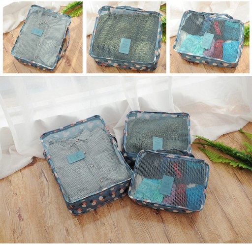 กระเป๋าจัดระเบียบเดินทาง กระเป๋าจัดระเบียบเสื้อผ้า 6 ใบ จัดกระเป๋าเดินทาง กันน้ำ ใส่เสื้อผ้า ชุดชั้นใน เครื่องสำอาง มี 5 สีให้เลือก