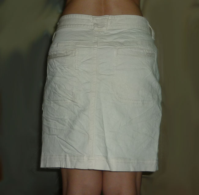 กระโปรงเนื้อยีนส์สีขาวครีม สวยเรียบๆ 33-37-16