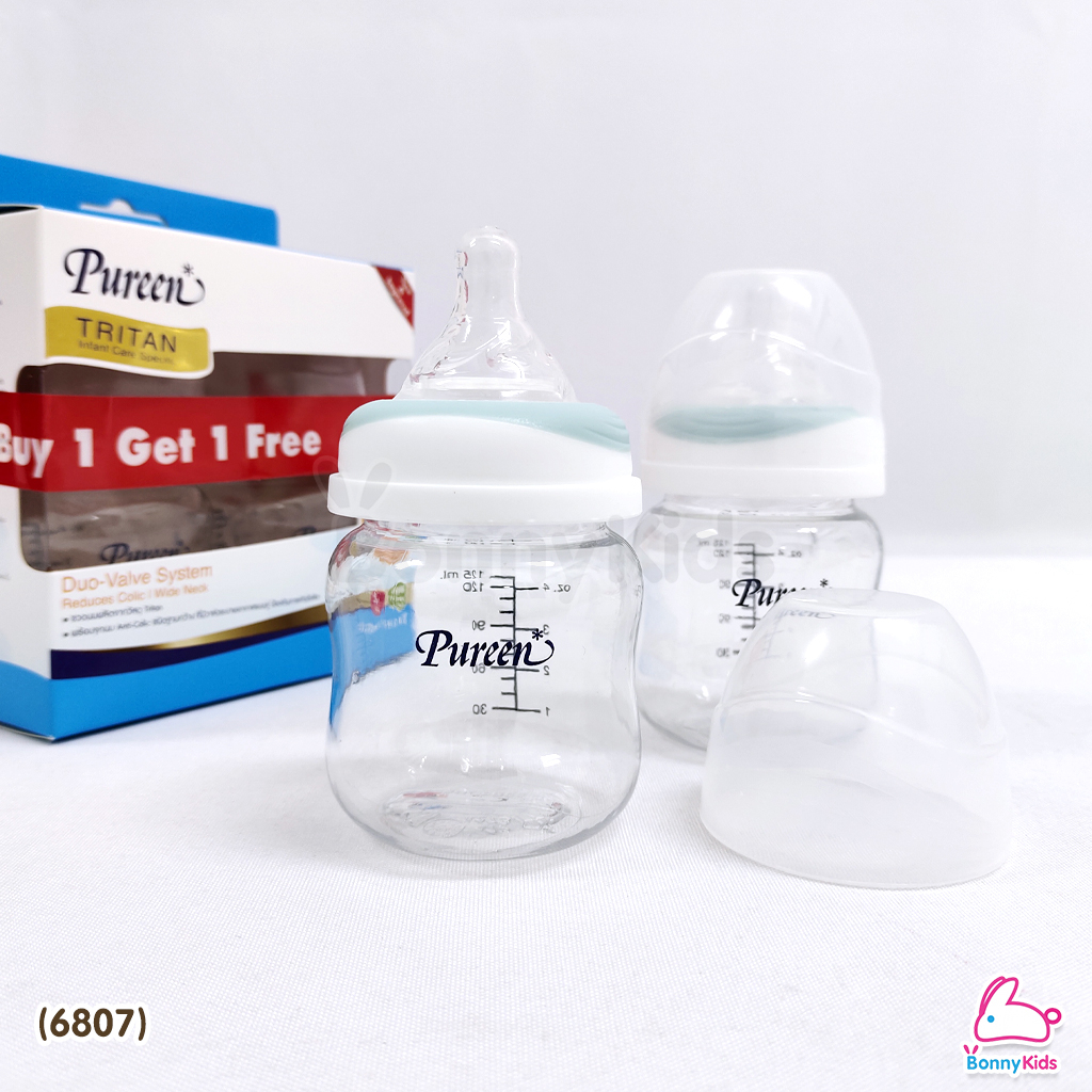 (6807) Pureen Professional Tritan ขวดนมเพียวรีน คอกว้าง รุ่นTritan ขนาด 4oz. (ซื้อ 1 แถม 1)