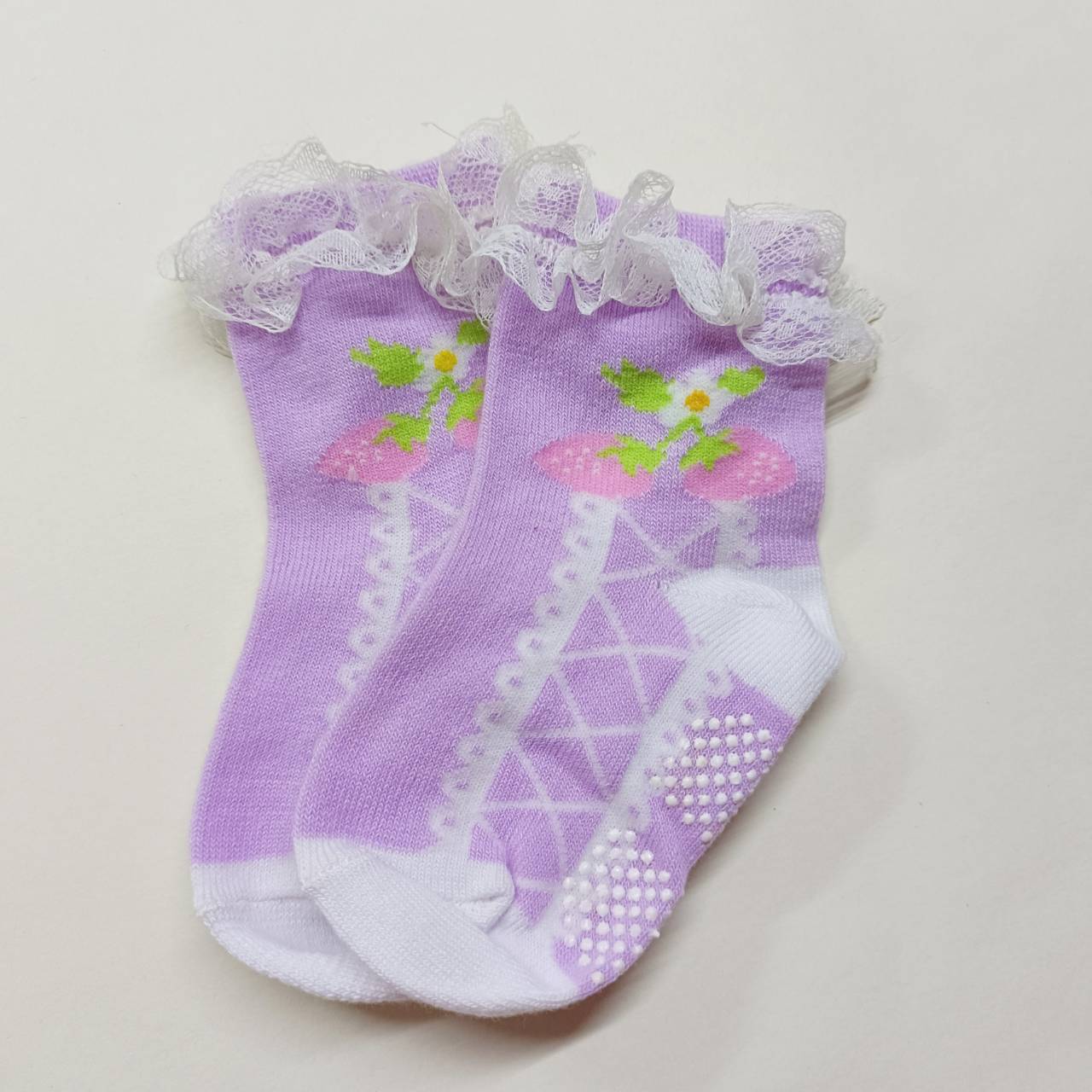 ถุงเท้าเด็กหญิง น่ารักสวยหวาน มีกันลื่น สำหรับวัยหัดเดิน 1-3 ปี