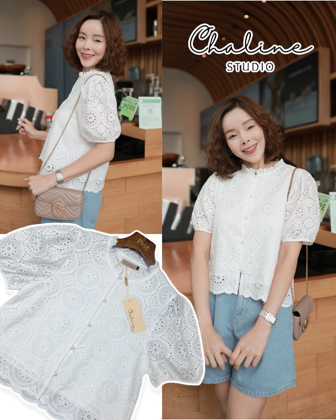 เสื้อแขนพองน่ารัก เนื้อผ้าลูกไม้คอตตอนเนื้อหนานุ่ม ไม่บาง ฉลุลายสวยงามทั้งตัว คอแต่ลูกไม้เล็กน่ารัก สีสะอาดตา ชายเสื้อหยักเชิงสวยตามลายผ้า ใส่สบาย : สินค้าคุณภาพ (พร้อมส่ง)