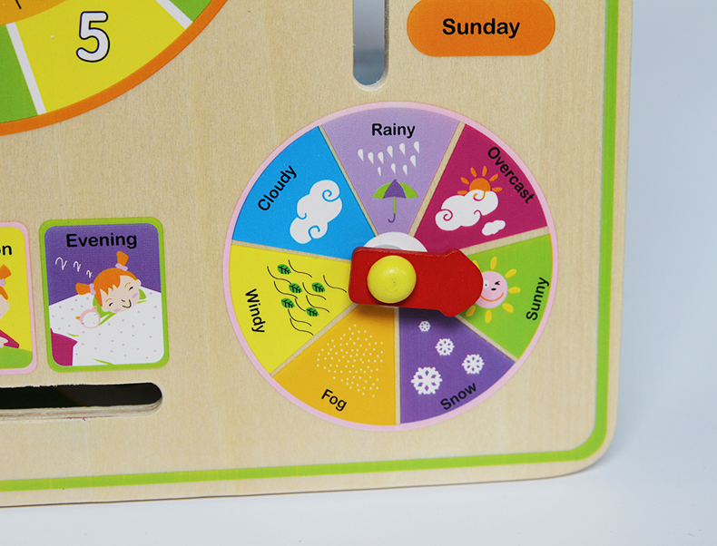 ของเล่นไม้เรียนรู้เวลา ตั้งแต่นาทีจนถึงฤดูกาลใน 1 ปี แบบปฏิทิน Wooden Daily Calendar Clock Board