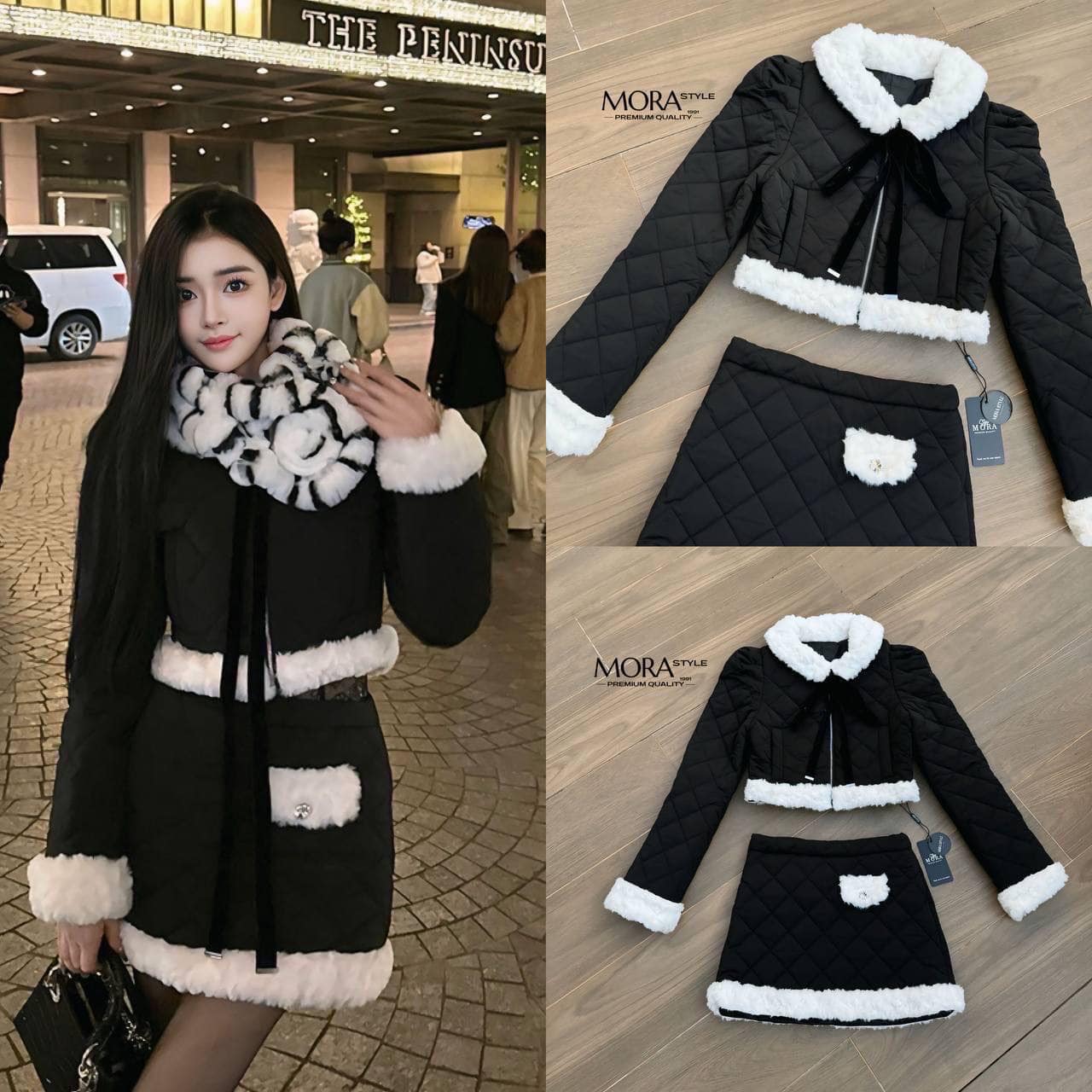 เซ็ตน้องแกะ 2 ชิ้น เสื้อแขนยาวแต่งขนที่คอ ปลายแขน และปลายเสื้อ มีเชือกสำหรับผูกโบว์ งานซิปรูดหน้า มาพร้อมกระโปรงปลายแต่งขน งานผ้านามทั้งเซ็ต ใส่สบาย : สินค้าคุณภาพ (พร้อมส่ง)