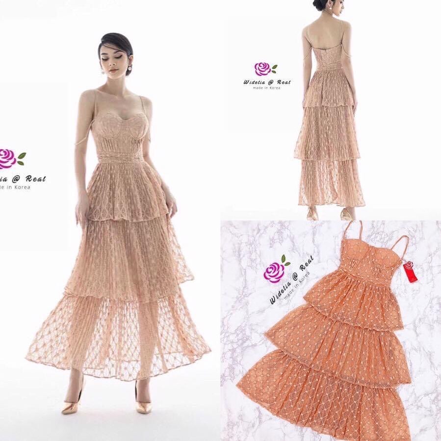 Dress เดรสลูกไม้สายเดี่ยวสุดแซ่บ รุ่นนี้สวยแซ่บและสวยหรูมากแม่ มาในโทนสีผู้ดี สุดๆ สินค้าคุณภาพ (พร้อมส่ง)