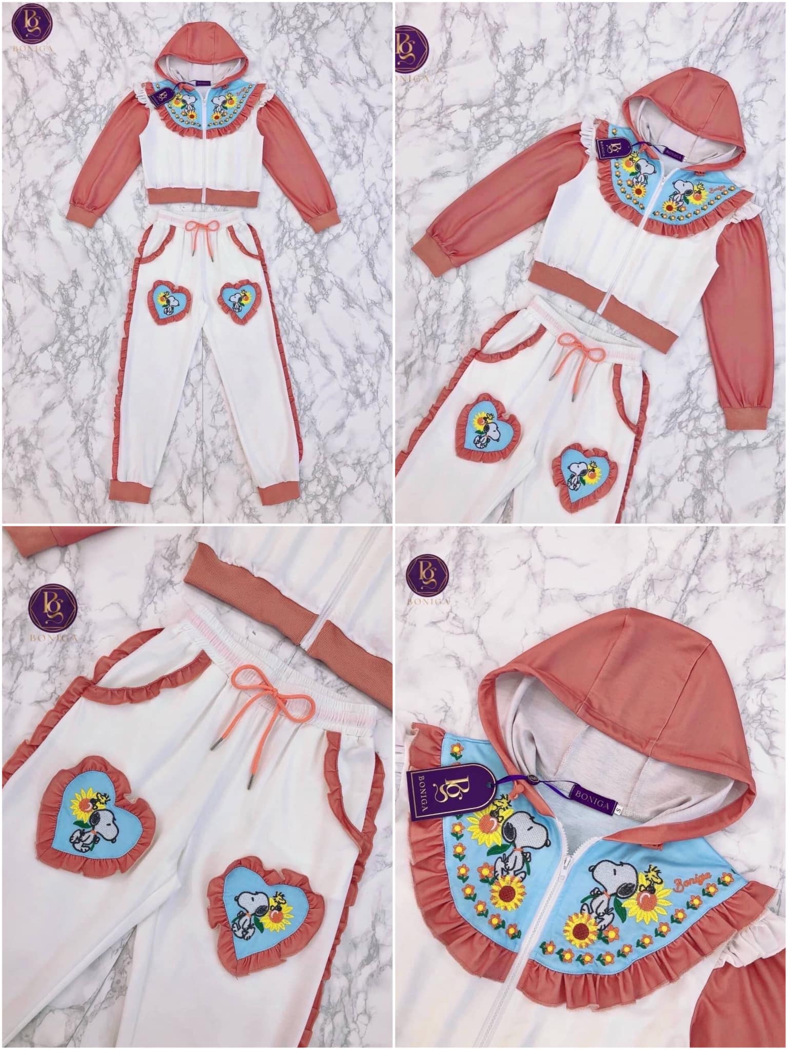 Set วอมสุดน่ารัก เสื้อฮู้ด+กางเกงวอมขายาว งานปัก สินค้าคุณภาพ (พร้อมส่ง)