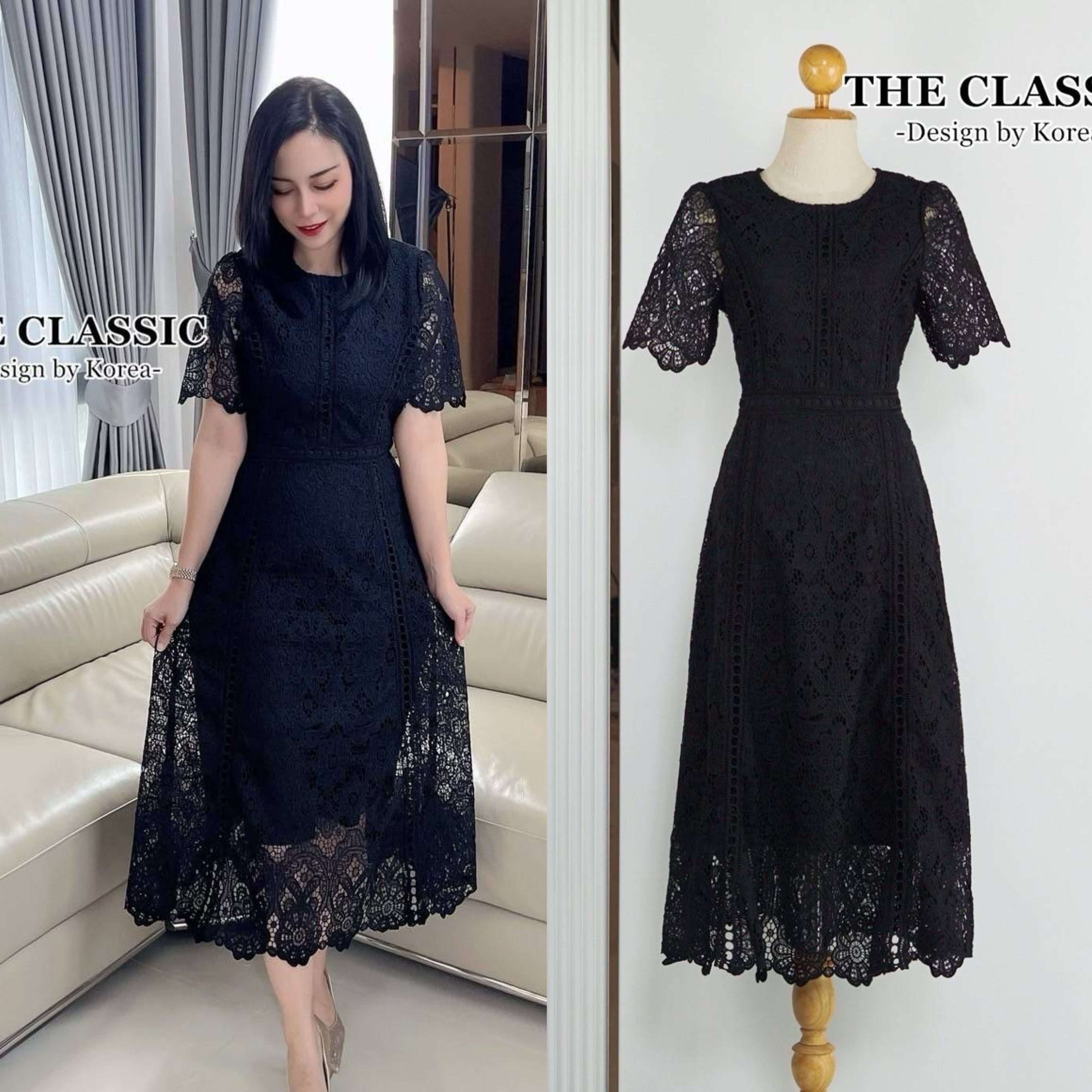 (ไซส์อก46) เดรสยาวลูกไม้ คอกลมใช้ผ้าลูกไม้เนื้อหนาอย่างดี ขึ้นลวดลายดอกไม้ ลายชัด ผ้าแน่นสวย ตัดต่อเพิ่มดีเทลแต่งด้วยลูกไม้ทรงกลมหลายจุด ใส่สบาย : สินค้าคุณภาพ (พร้อมส่ง)