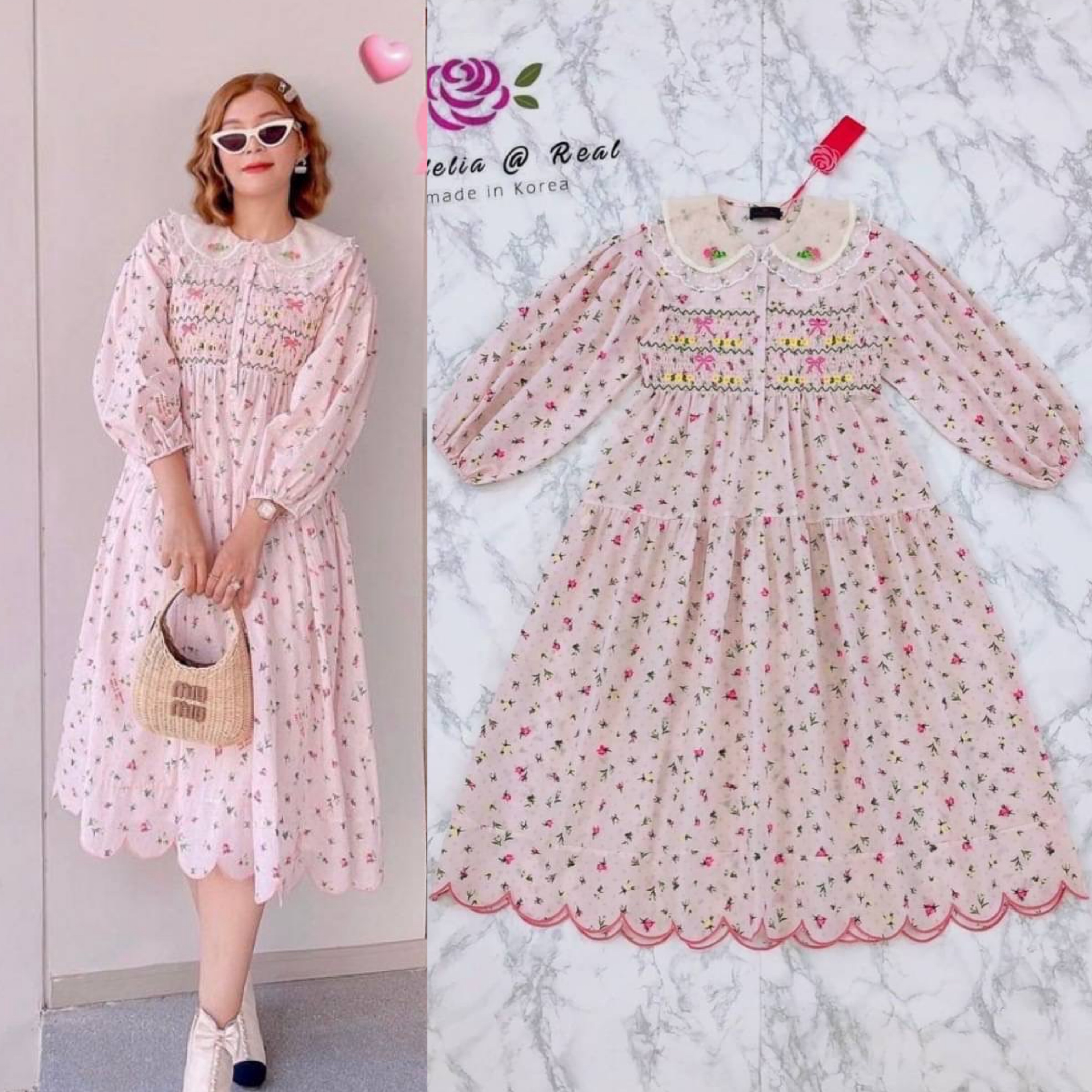 Dress เดรสยาวตัวสวยทรงดี รุ่นนี้น่ารัก มากแม่ เนื้อผ้าสวยอย่างดีใส่สบายสีสันน่ารักละมุน ช่วงอกดึงสม๊อคย่นเก๋ พร้อมปักแต่งลวดลายน่ารัก : สินค้าคุณภาพ (พร้อมส่ง)