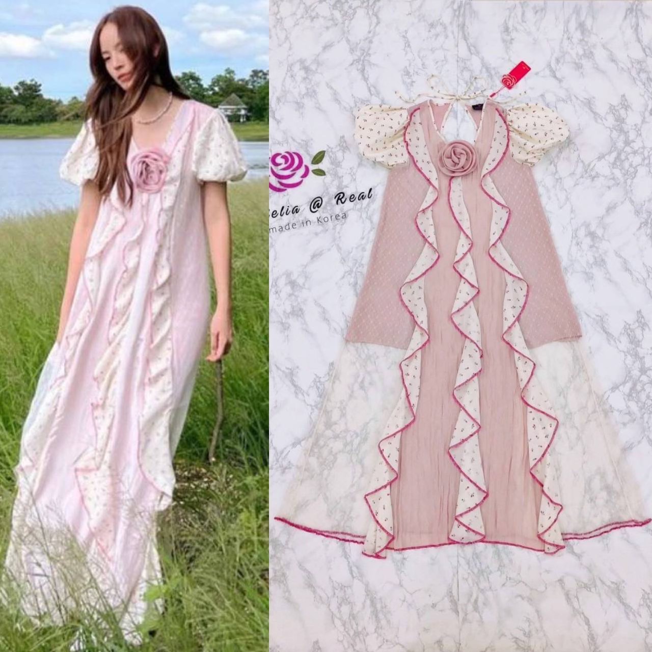 เดรสยาวตัวสวยทรงดี รุ่นนี้น่ารัก มากๆ ดีเทลเก๋ด้วยระบายย้วยเป็นริ้วสวย ท่อนแขน พองเป็นทรงสวย ใส่สบาย สินค้าคุณภาพ (พร้อมส่ง)