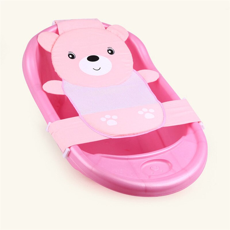 ตาข่ายอาบน้ำ ที่รองอาบน้ำ ที่อาบน้ำเด็ก เบาะพี่หมีมีแผ่นฟองน้ำรองศีรษะ สำหรับทารกแรกเกิด - 12 เดือน