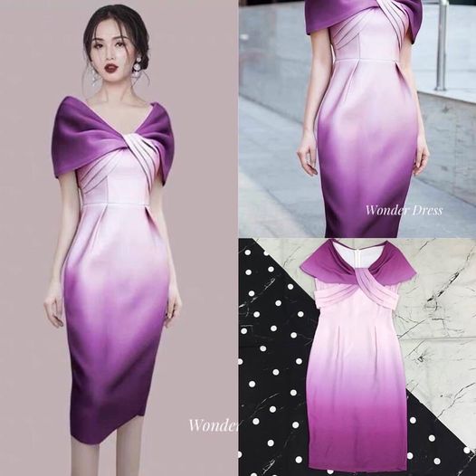 เดรสทรงสวยเนื้อผ้าโพลีแต่งไล่สี สีสวยมาก สินค้าคุณภาพ (พร้อมส่ง)