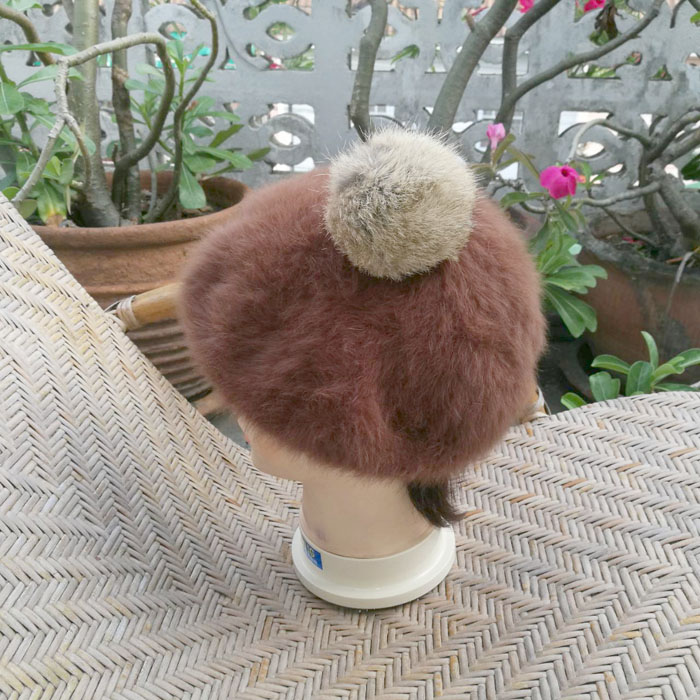 หมวกเบเร่ต์เฟอร์กระต่ายแท้ อุ่นมาก