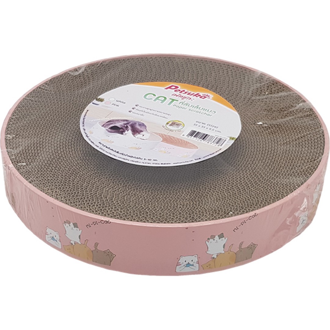 ที่ลับเล็บแมว Petsuka ทรงกลม ลายแมวการ์ตูน สีชมพู