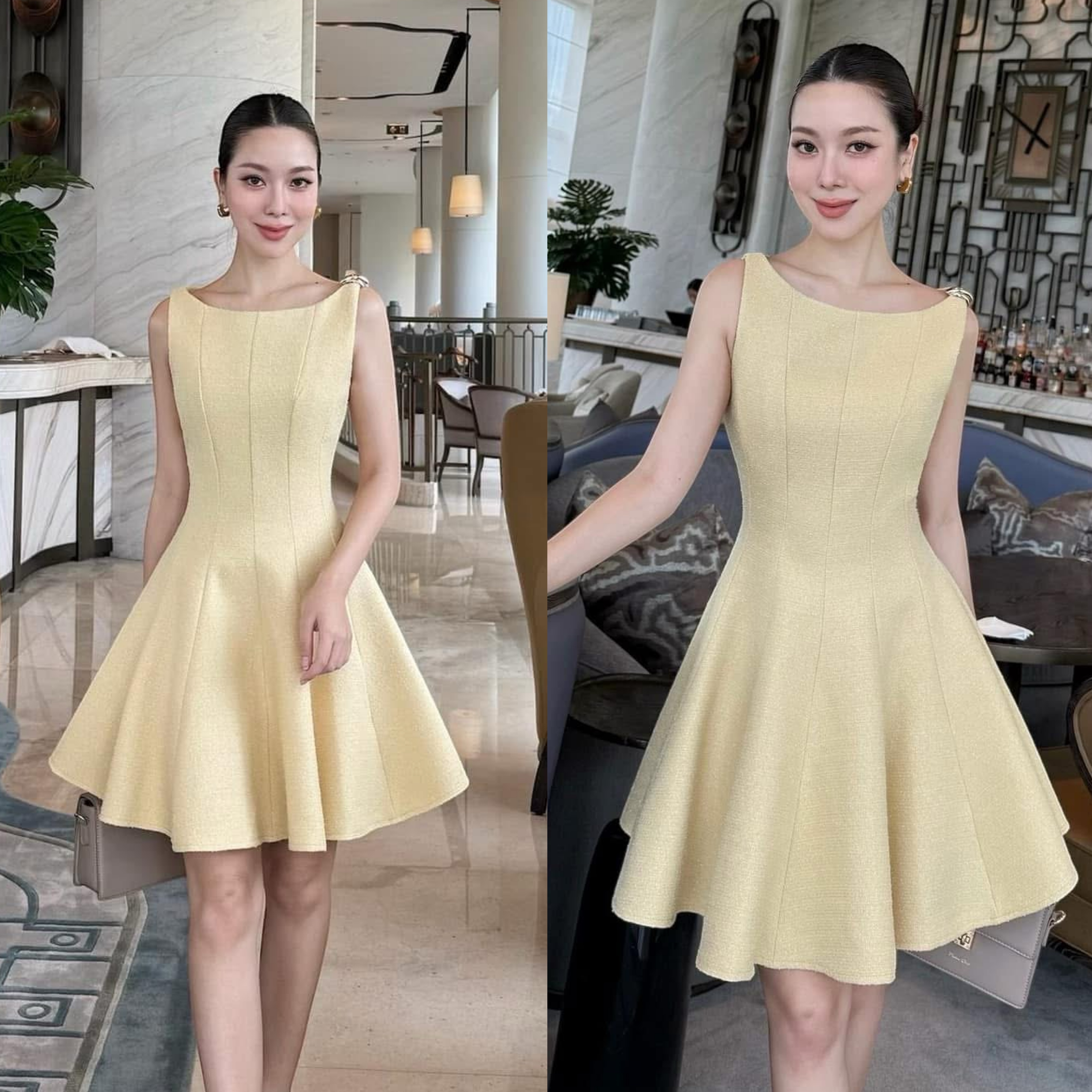 มินิเดรสดีไซน์น่ารักๆ ผ้าทวิตชาแนล ใส่สบาย : สินค้าคุณภาพ (พร้อมส่ง)