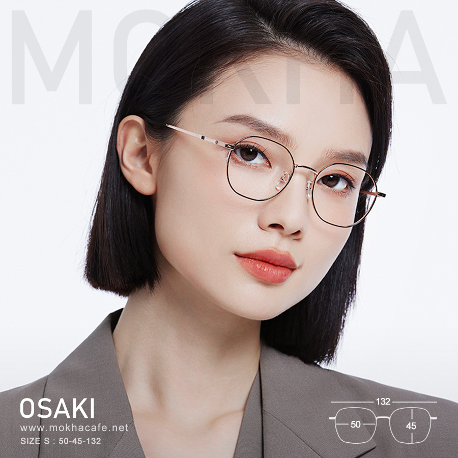 OSAKI - black แว่นตา ทรงเหลี่ยม กรอบโลหะ น้ำหนักเบา กว้าง 132 มม. (sizeS) H45