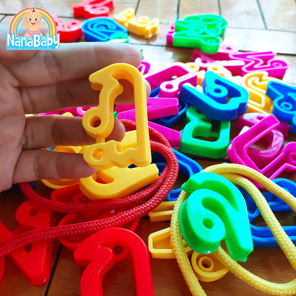 ของเล่นร้อยเชือก ชุดร้อยเชือกเด็ก ตัวอักษร ก-ฮ (44 ชิ้น) ของเล่นเด็กอนุบาล 2-3 ขวบขึ้นไป ของเล่นเสริมพัฒนาการ ของเล่นฝึกสมาธิ