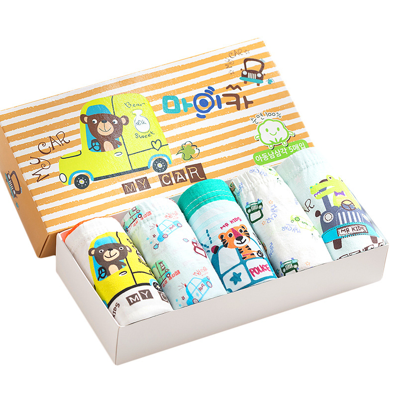 [แพค 5 ตัว] กางเกงในเด็กชาย กกน.เด็ก สไตล์เกาหลี ผ้าฝ้าย 100% Cotton ใส่สบาย ไม่ร้อน