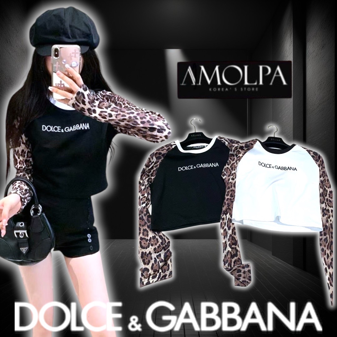 เสื้อแขนยาว DOLCE&GABBANA งาน hiend แต่งแขนลายเสือ หน้าอกปักอักษร งานสวยมากๆ ใส่ได้บ่อย ใส่สบาย : สินค้าคุณภาพ (พร้อมส่ง)